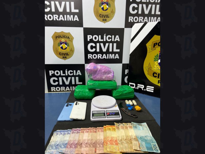 EM BOA VISTA: Polícia Civil desarticula ponto de distribuição e prende mulher com 4 quilos de&nbsp;drogas