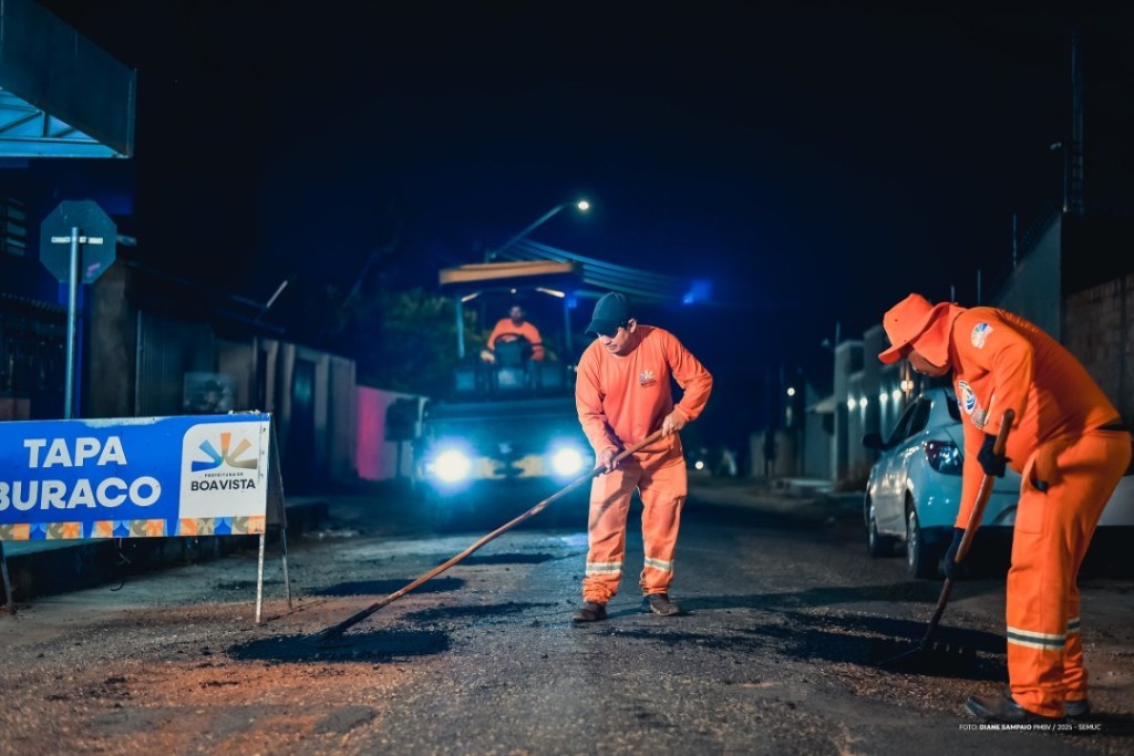 Operação Tapa Buraco ganha reforço no período noturno em Boa&nbsp;Vista